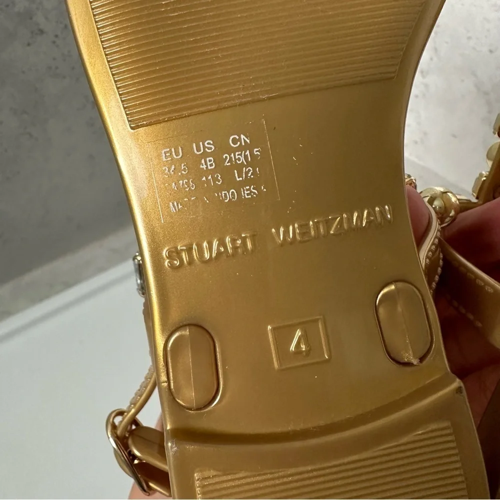 Stuart Weitzman Goldie Crystal Jelly Sandal Size 4